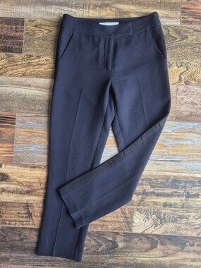 Veronica Beard Side-Strip Cropped Dress Pants Slim Straight Navy Blue